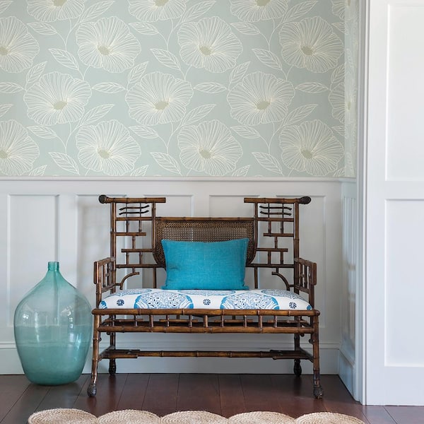Mythic Seafoam Floral Paper Strippable Roll (Covers 56.4 sq. ft.)