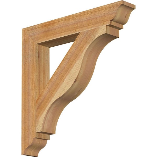 Ekena Millwork 4 in. x 26 in. x 26 in. Western Red Cedar Funston Traditional Rough Sawn Bracket