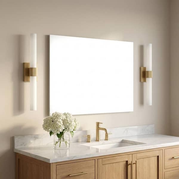 Sarco 30 in. W x 5 in. H Midnight Black Modern Dimmable LED Bathroom Vanity Light with White Acrylic Shade