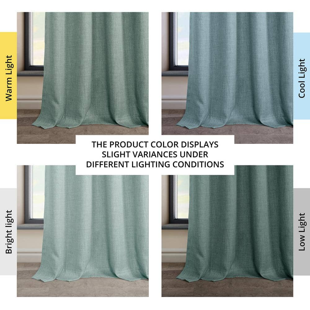 Sea Thistle Blue Faux Linen Room Darkening Grommet Panel - 50" x 108"