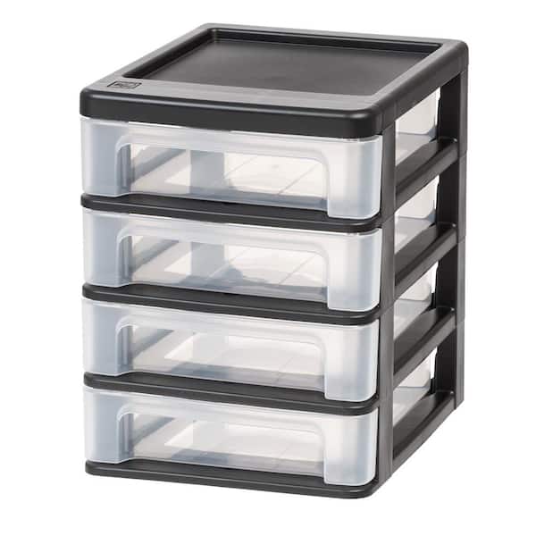 4 Drawer Compact Desktop System in Black, Storage Tote