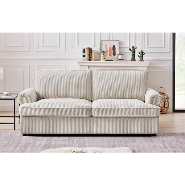 Ivory Polyester Queen Size Sofa Bed