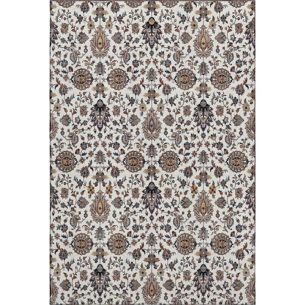 Mayfield Premium Machine Washable Abstract AMF2192 Ivory 5 ft. x 7 ft. 6 in. Area Rug