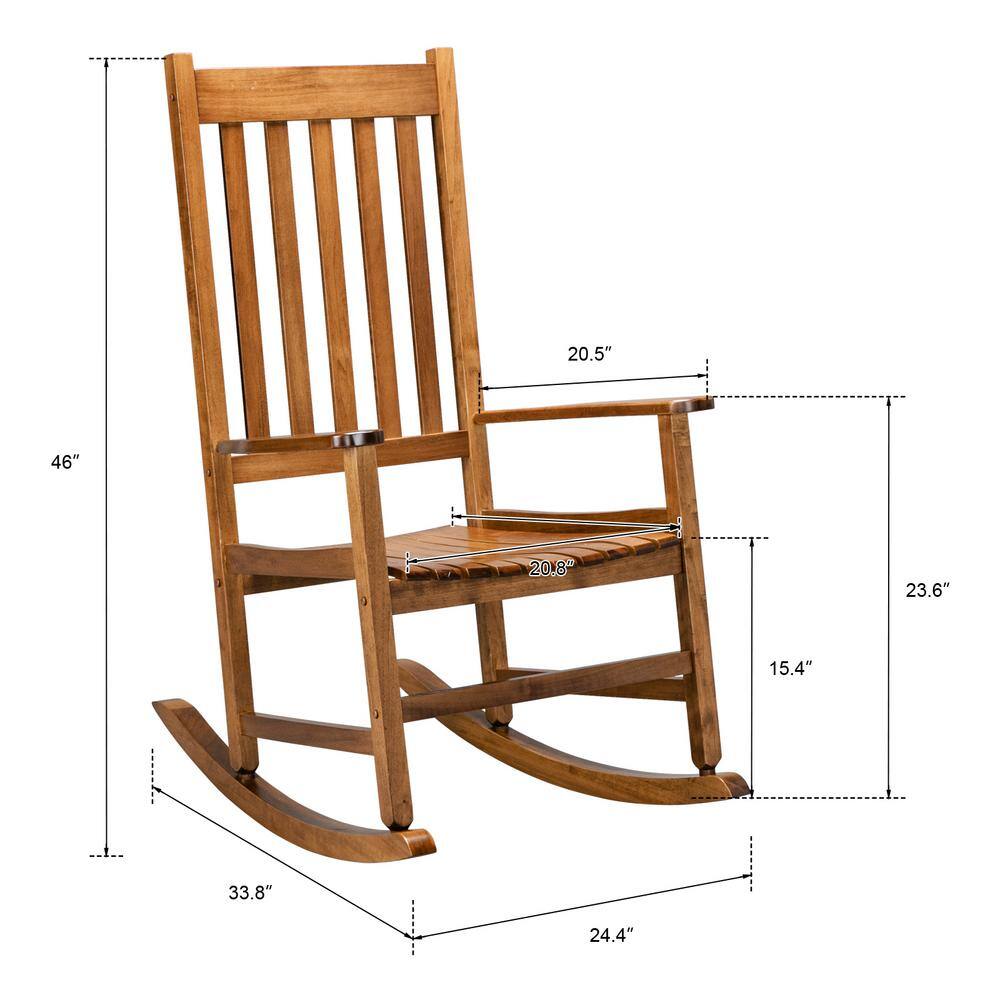 Natural Wood Outdoor Rocking Chair with Arms