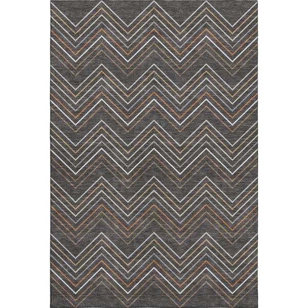Mayfield Premium Machine Washable Abstract AMF2392 Charcoal 10 ft. x 14 ft. Area Rug