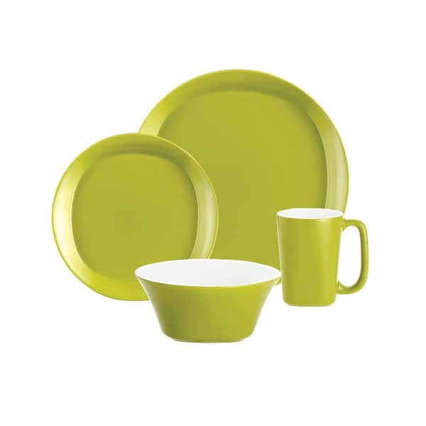Rachael Ray Round and Square 16-Piece Dinnerware Set in Green Apple