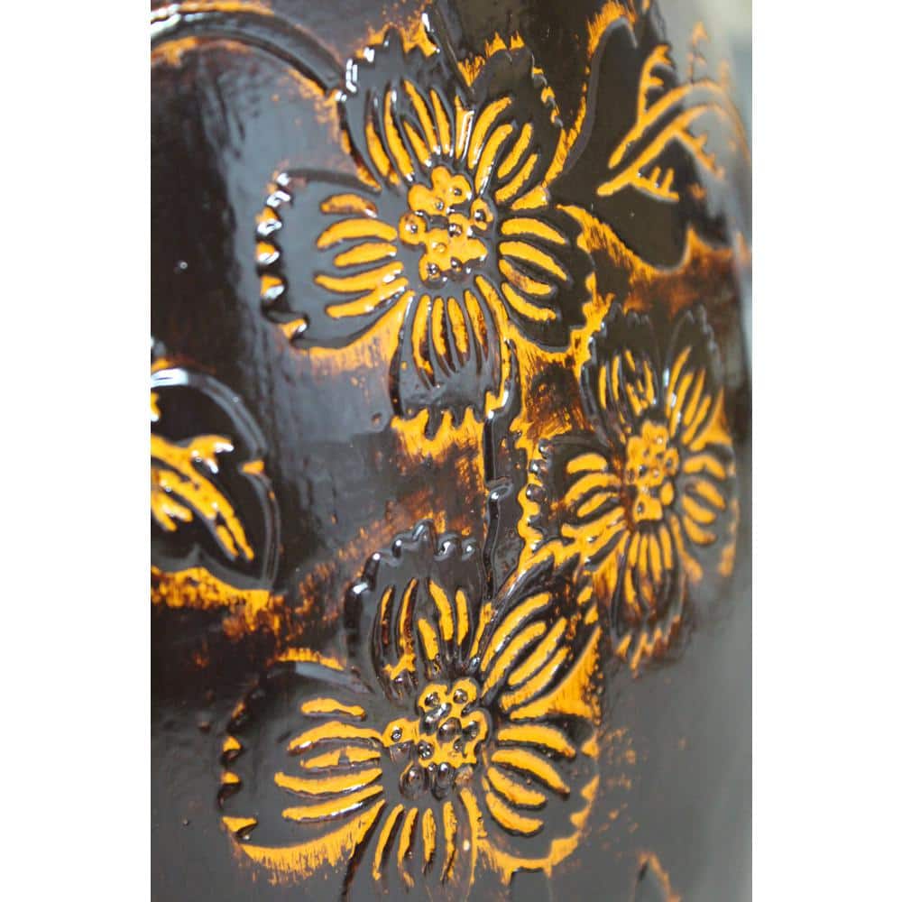 Traditional Brown Trumpet Shaped 36" Plastic Floor Vase