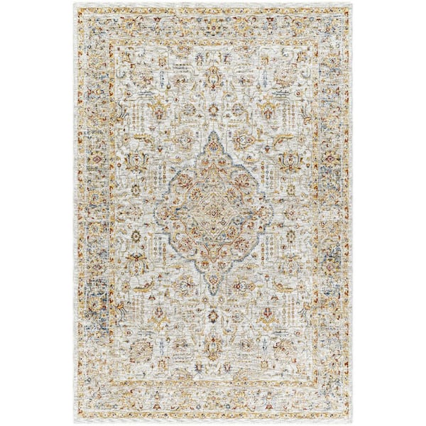 Mona Lisa Light Sage Traditional Border 9 ft. x 12 ft. 2 in. Area Rug