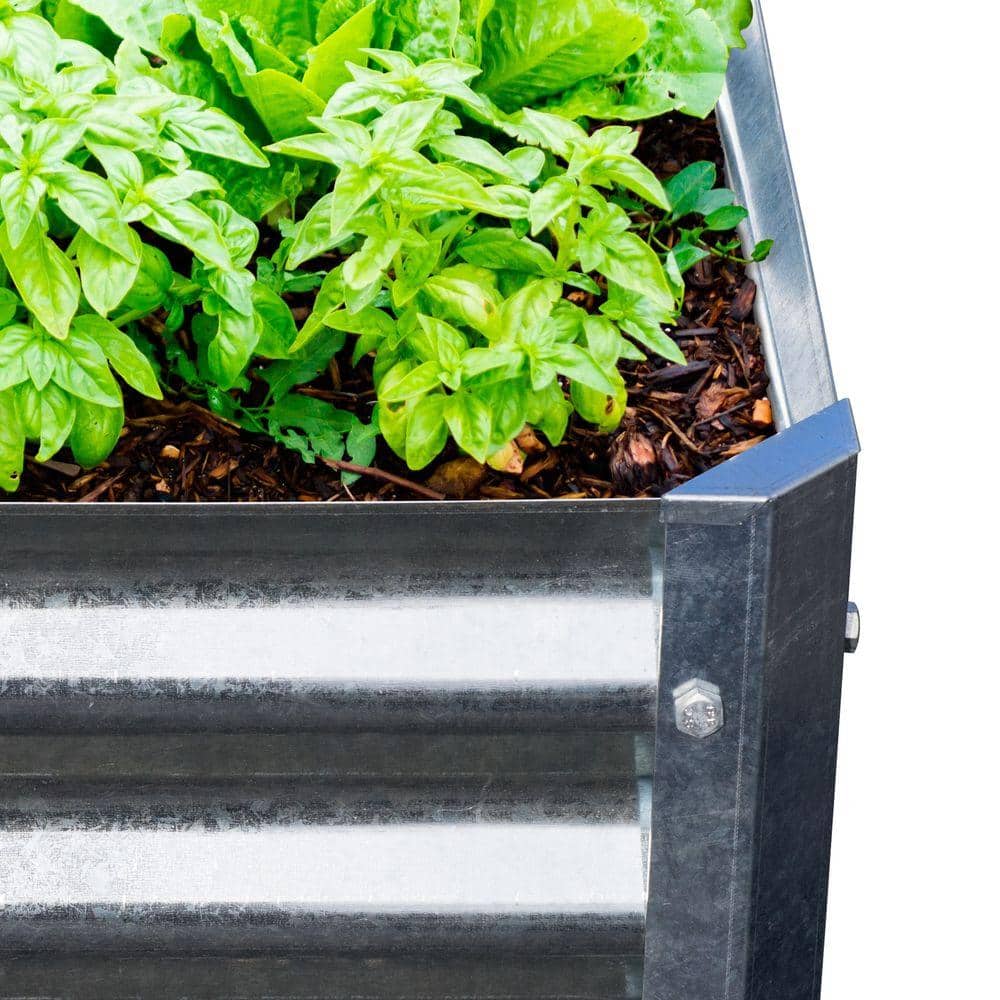 Silver Galvanized Steel 40" Rectangular Raised Garden Bed