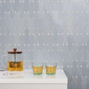 Nostradam Blue Celeste 9.96 in. x 11.22 in. Polished Marble Wall Mosaic Tile (0.77 Sq. Ft./Each)