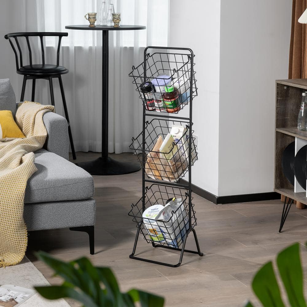 3-Tier Fruit Storage Basket with Adjustable Heights
