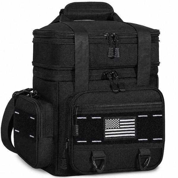 Black 16L Tactical Insulated Lunch Bag Heavy Duty Leakproof Reusable Cooler Lunch Bag for Men Adults Work Outdoor