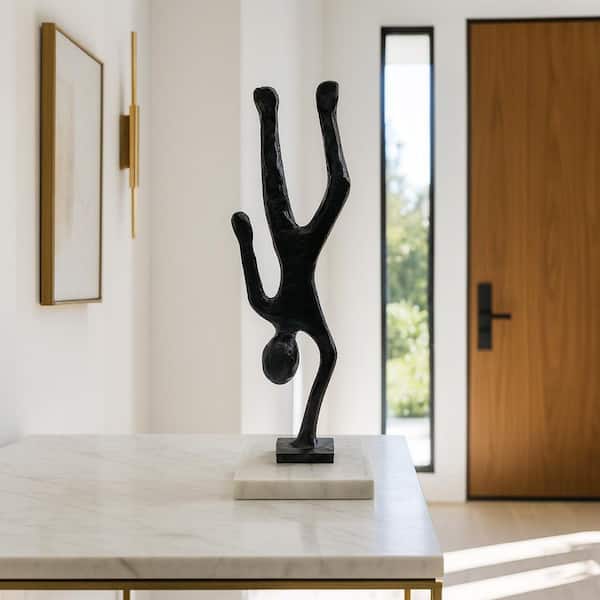 castellousa Handstand Black 12 in. x 4 in. Abstract Aluminum Metal Decorative Sculpture