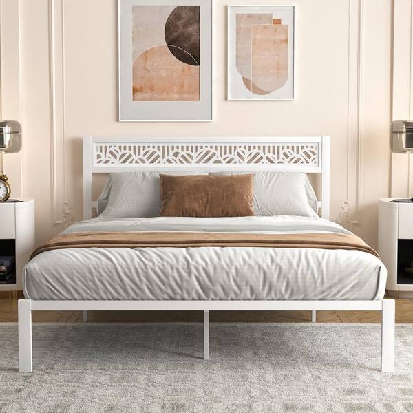 GALANO Candence Arch White Metal Frame Queen Platform Bed