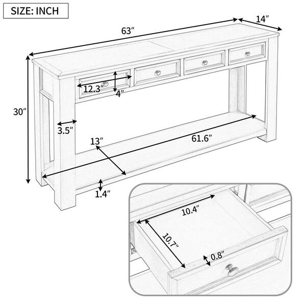 63 In W Navy Blue Standard Rectangle Wood Console Table With Storage Drawers And Bottom Shelf Gz B2w20220657 Standard Rectangle Wood Console Table, What Is The Average Height Of A Console Table
