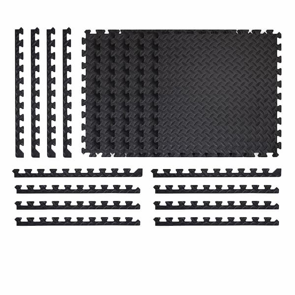 Norsk Black 24 in. x 24 in. x 0.47 in. Foam Garage Flooring Interlocking Mat (6-Pack)