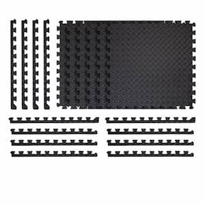 Black 24 in. x 24 in. x 0.47 in. Foam Garage Flooring Interlocking Mat (6-Pack)