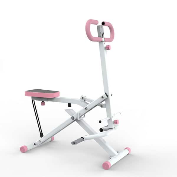 2-in-1 Foldable Squat and Rowing Machine for Home Gym with Adjustable Seat, Resistance Bands and Digital Monitor