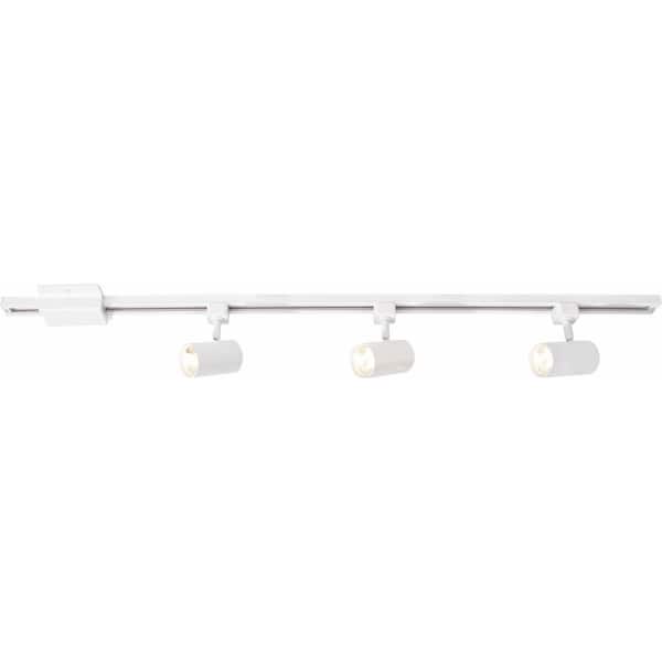 Hampton Bay 4 ft. White Integrated LED Linear Track Lighting Kit with Mini-Cylinder Step Heads 3-Light