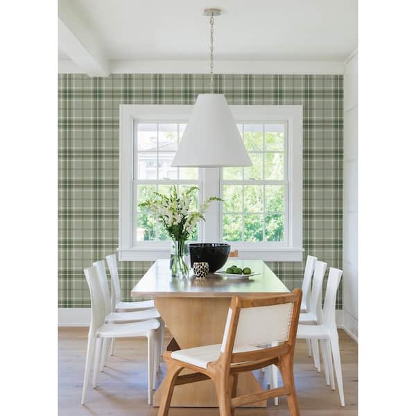 Sala Green Plaid Paper Non-Pasted Matte Wallpaper
