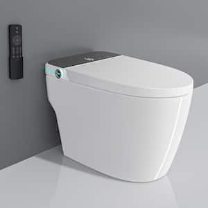 Elongated Smart Toilet with Bidet 1.28 GPF Auto Dual Flush U-Shape Bowl Seat Toilet in White