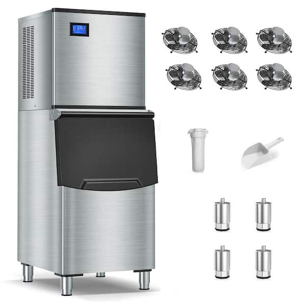 23.3 in. 680 lbs. Per Day Freestanding Split Commercial Ice Maker 234-Full Size High-Density Ice Cubes/Cycle in Silver