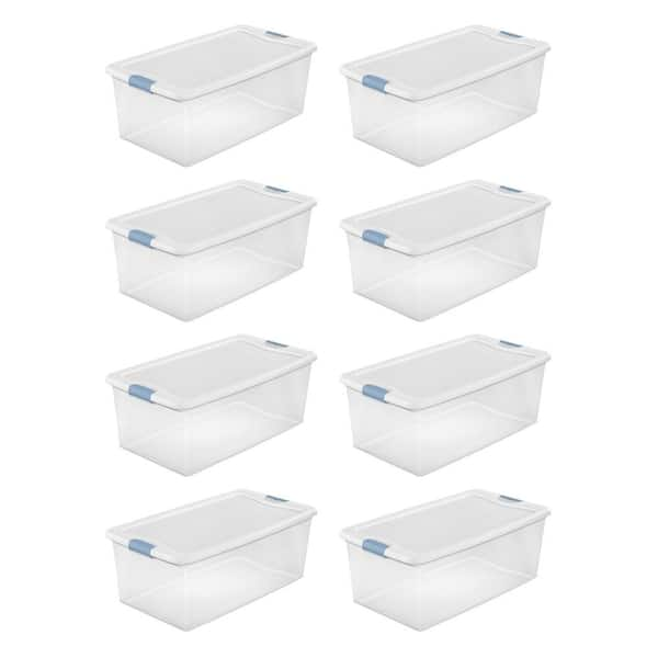 Sterilite 106 Qt. Clear Stackable Latching Storage Box Container, (8 ...