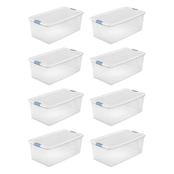 Sterilite 106 Qt. Clear Stackable Latching Storage Box Container, (8-Pack)