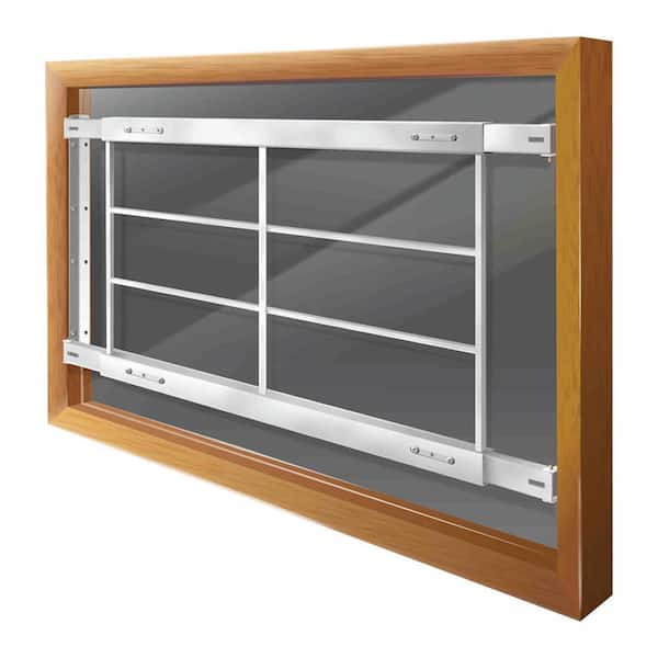 Fixed 52 in. to 64 in. Adjustable Width 4-Bar Window Guard - White