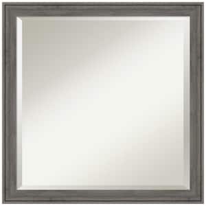 Regis Barnwood Grey Narrow 22.5 in. W x 22.5 in. H Wood Framed Beveled Wall Mirror in Gray