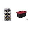 10-Tote Metal Storage Rack (50 in. W x 78 in. H x 24 in. D) and 27 Gal. Red/Black Tough Storage Tote (10-Count) Combo