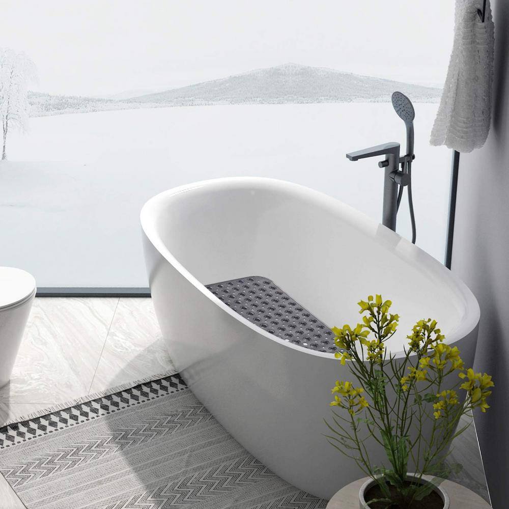 Extra Large Clear Black Non-Slip Bathtub Mat with Suction Cups