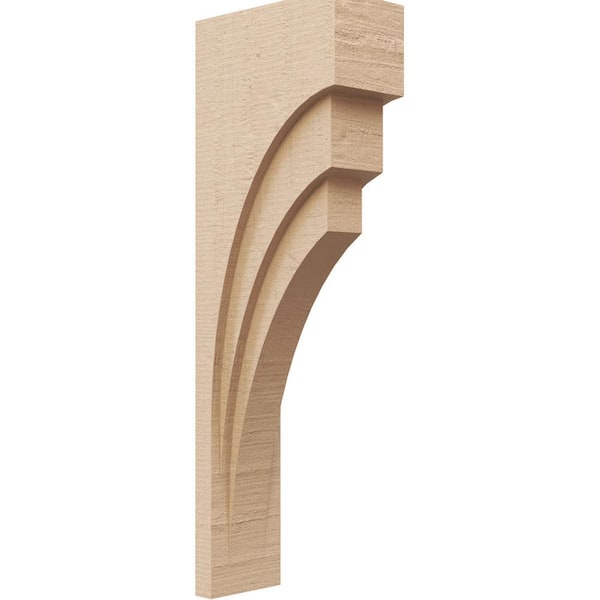 Ekena Millwork 4 in. x 24 in. x 8 in. Series 2 Thin Rockford Rough Cedar Woodgrain Timberthane Polyurethane Corbel, Primed Tan