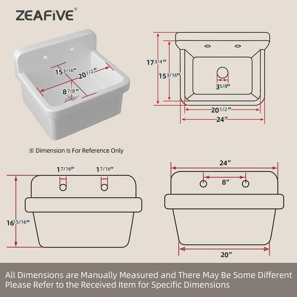 Zeafive High Back 10 Gal. 24 in. W x 20 in. D x 17 in. H Wall