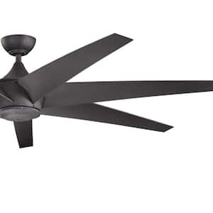 Lehr 80 in. Outdoor Distressed Black Downrod Mount Ceiling Fan with Remote Included for Patios or Porches