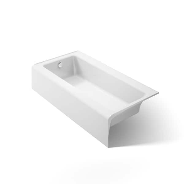 Bellwether 60 in. x 30 in. Cast Iron Alcove Soaking Bathtub with Left-Hand Drain in White