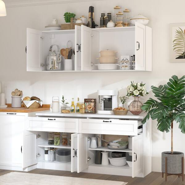 【後払い手数料無料】 W in. 63 Wooden White FUFU&GAGA Sideboard, Cabinet Storage ドッグフード
