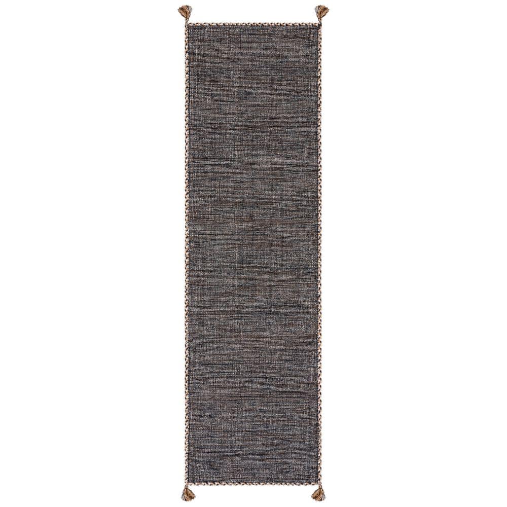 Coastal Charm Black and Beige Handwoven Cotton Area Rug - 27" x 4"