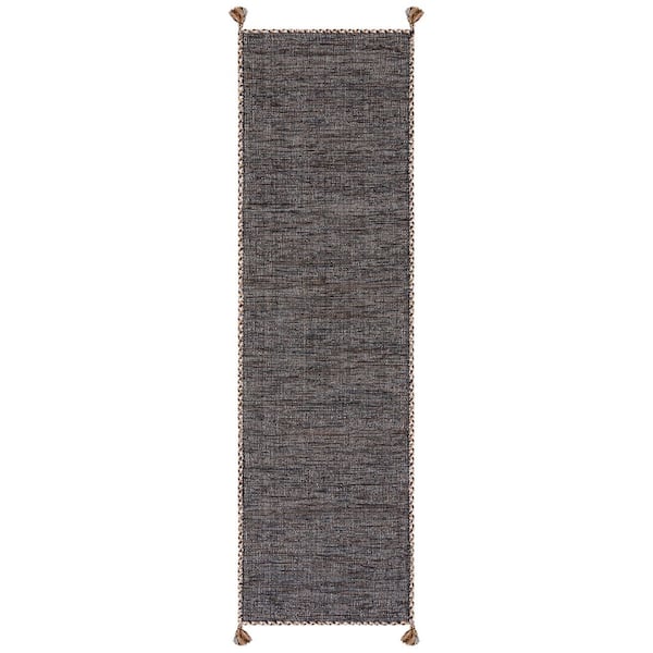 SAFAVIEH Montauk Beige/Black 2 ft. x 5 ft. Solid Color Striped Runner Rug