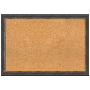 Bark Rustic Char 39.38 in. x 27.38 in. Framed Corkboard Memo Board