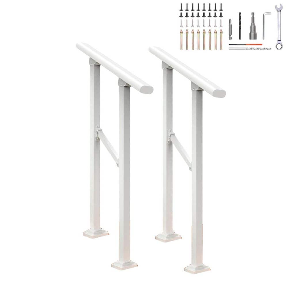Afoxsos 2 Step Hand Rails for Outdoor Steps Wrought Metal Easy Install ...
