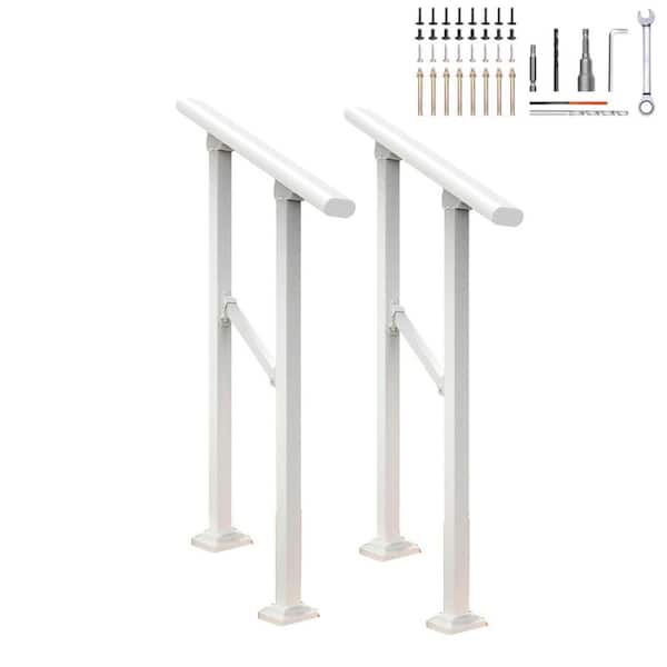 2 Step Hand Rails for Outdoor Steps Wrought Metal Easy Install Adjustable Durable Safety 2-Pack