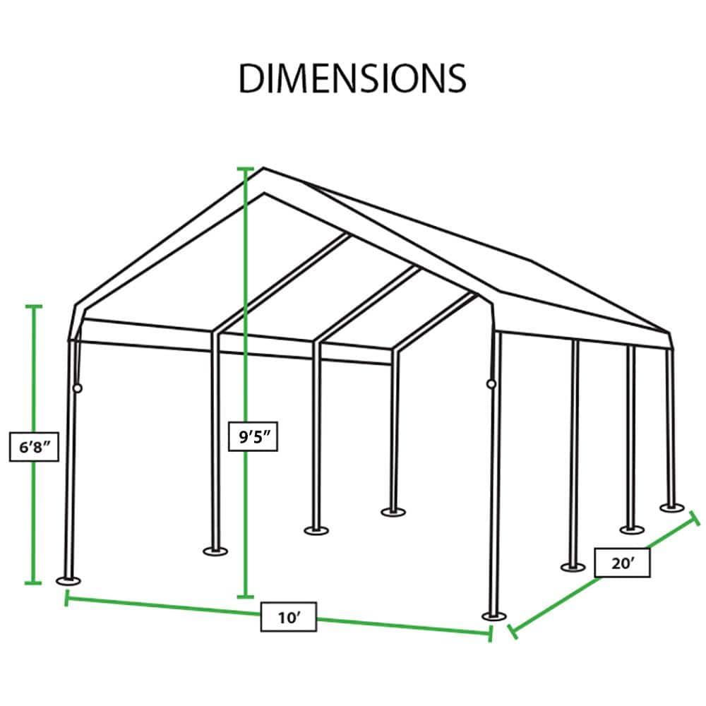 White 10' x 20' Steel Frame Universal Canopy