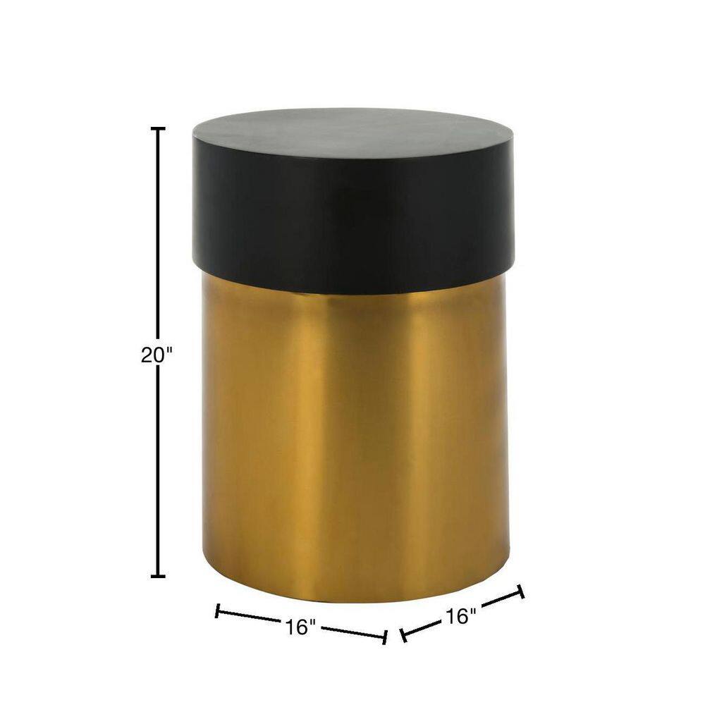 Transitional Round Occasional Side Table in Black and Gold