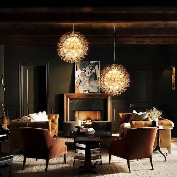 Barton 16-Light Gold Crystal Unique Sphere Chandelier