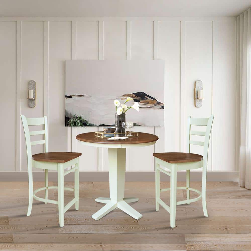 International Concepts Hickory/Shell 36 in Round Solid Wood