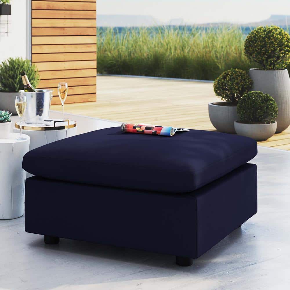 Commix Navy Blue Sunbrella Fabric Outdoor Ottoman