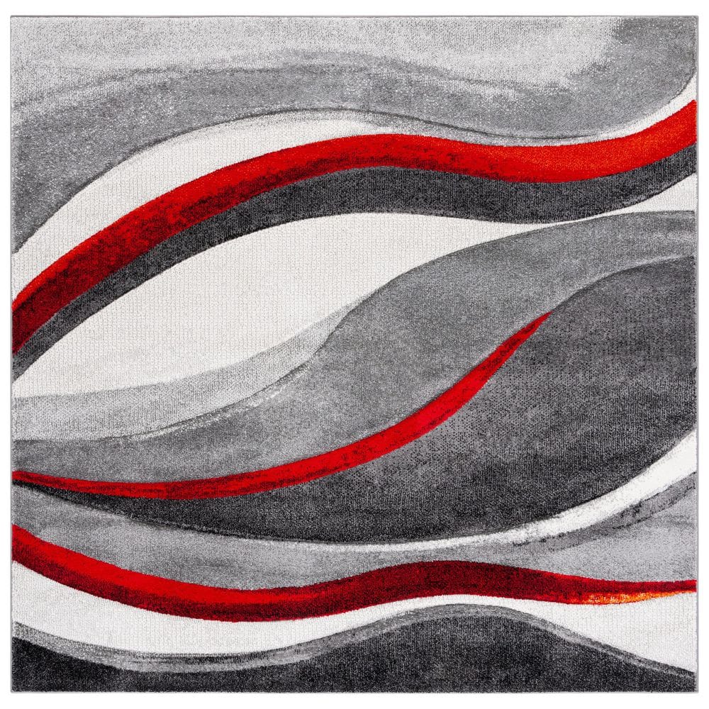 Hollywood 3 ft. x 3 ft. Gray/Red Gradient Waves Square Area Rug price history on PriceWatchPro