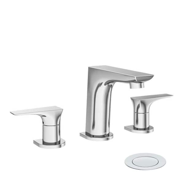 Symmons Verity 8 in. Widespread 2-Handle Bathroom Faucet with Push Pop Drain Assembly