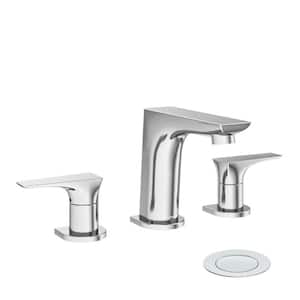 Verity 8 in. Widespread 2-Handle Bathroom Faucet with Push Pop Drain Assembly
